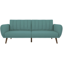 Novogratz Brittany 3 Seater Light Blue Linen Sofa Bed with Wooden Legs - LightÂBlue - Wilko - thumbnail 4