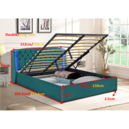 Comfy Living Double Grey Fabric Gaslift Bed Frame with LED Headboard - Wilko - thumbnail 4