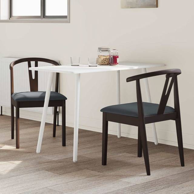vidaXL Set of 2 Light Brown and Black Rubberwood Dining Chairs - Wilko - image 1