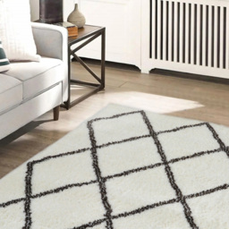 Homemaker Monochrome Snug Diamond Shaggy Rug 120 x 170cm - Wilko - thumbnail 3