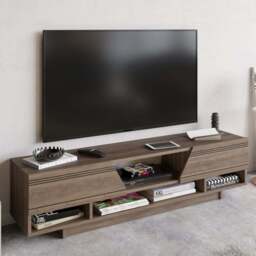 Decorotika Aspatria Walnut TV Unit - Size: 34 x 160 x 37cm - Brown - Wilko