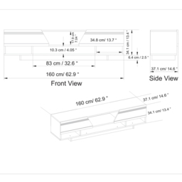Decorotika Aspatria Walnut TV Unit - Size: 34 x 160 x 37cm - Brown - Wilko - thumbnail 7