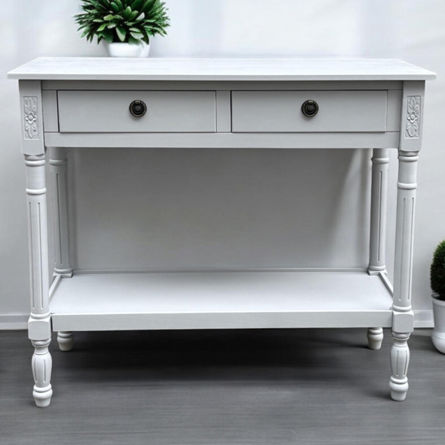 Acacia Home 2 Drawer Moonstruck Grey Console Table - Size: 90 x 78 x 35cm - Wilko - image 1