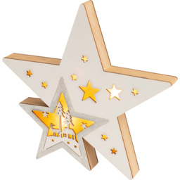 St Helens Battery Powered Light Up Wooden Christmas Star - Size: 4 x 29 x 27cm - Wilko - thumbnail 4