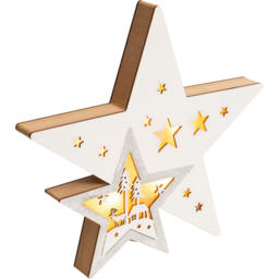 St Helens Battery Powered Light Up Wooden Christmas Star - Size: 4 x 29 x 27cm - Wilko - thumbnail 3