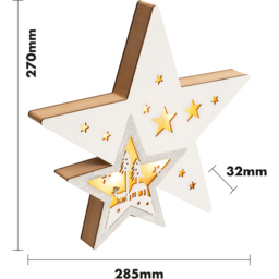 St Helens Battery Powered Light Up Wooden Christmas Star - Size: 4 x 29 x 27cm - Wilko - thumbnail 6