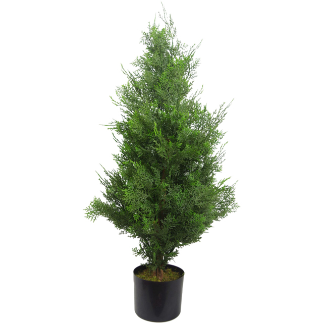 Botanik Cypress Cedar Topiary Artificial Tree in Pot 3ft - Size: 90 x 45 x 45cm - Green - Wilko