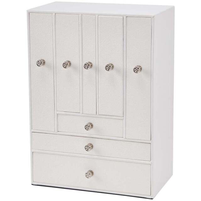 H&O Direct 8 Drawer White Faux Leather Jewellery Box - Size: 34 x 24.5 x 14cm - Wilko - image 1