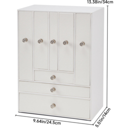 H&O Direct 8 Drawer White Faux Leather Jewellery Box - Size: 34 x 24.5 x 14cm - Wilko - thumbnail 6