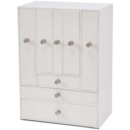 H&O Direct 8 Drawer White Faux Leather Jewellery Box - Size: 34 x 24.5 x 14cm - Wilko