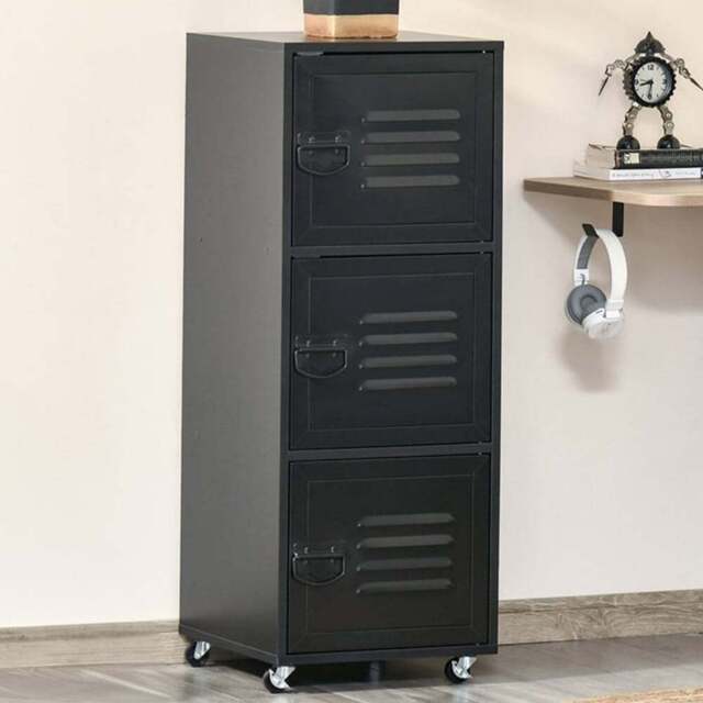 Vinsetto 3-Tier Rolling Filing Cabinet - Size: 38 x 38.5 x 103cm - Black - Wilko - image 1