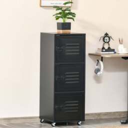 Vinsetto 3-Tier Rolling Filing Cabinet - Size: 38 x 38.5 x 103cm - Black - Wilko - thumbnail 6