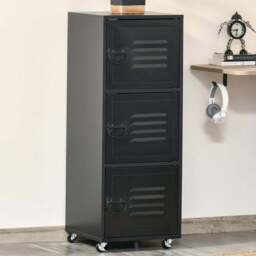 Vinsetto 3-Tier Rolling Filing Cabinet - Size: 38 x 38.5 x 103cm - Black - Wilko - thumbnail 1