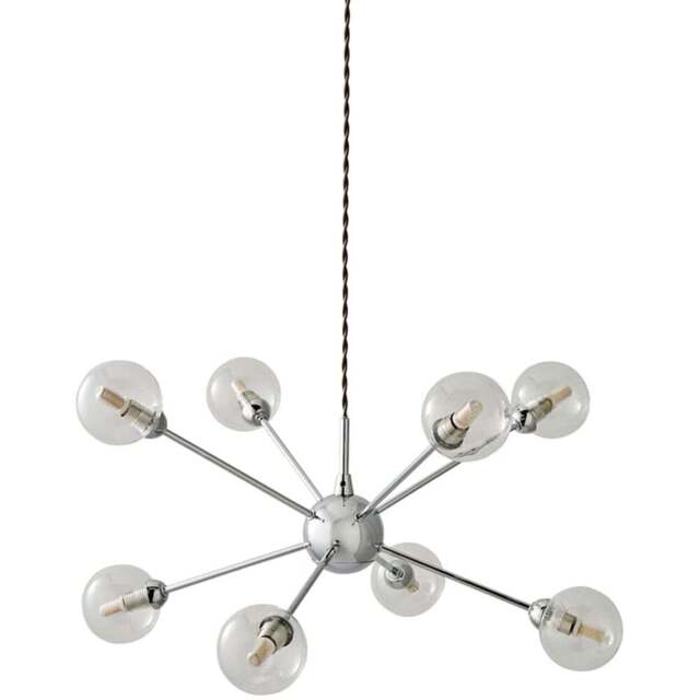 ValueLights Sputnik 8 Way Chrome Glass Globe Pendant Ceiling Light and Bulbs - Size: 134 x 55 x 55cm - Silver - Wilko - image 1