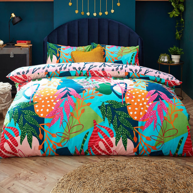 furn. Coralina Single Multicolour Tropical Palm Duvet Cover Set - Wilko - image 1