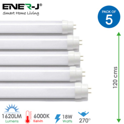 ENER-J Retrofit T8 18W 6000K LED Nano Plastic Tube 120cm 5 Pack - Size: 20 x 20 x 10cm - Wilko - thumbnail 7