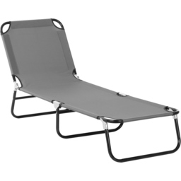 Outsunny Grey 5 Level Adjustable Folding Sun Lounger - Size: 1 Seater - Wilko - thumbnail 3