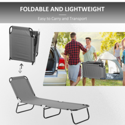 Outsunny Grey 5 Level Adjustable Folding Sun Lounger - Size: 1 Seater - Wilko - thumbnail 7