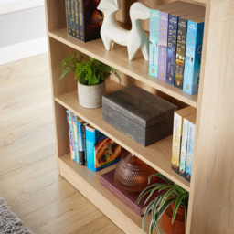 Home Source Clara 6 Shelf Oak Bookcase - Size: 180 x 78 x 29cm - Brown - Wilko - thumbnail 4