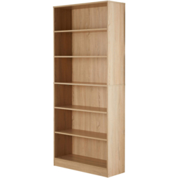 Home Source Clara 6 Shelf Oak Bookcase - Size: 180 x 78 x 29cm - Brown - Wilko - thumbnail 3