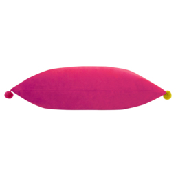 Paoletti Fiesta Hot Pink Multicolour Pom Pom Velvet Cushion - Size: 50 x 35 cm - Wilko - thumbnail 3