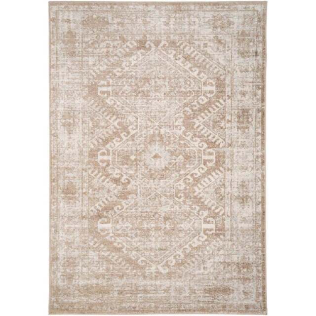 Kukoon Neutral and Beige Bordered Geometric Distressed Rug 150 x 80cm - n/a - Wilko - image 1