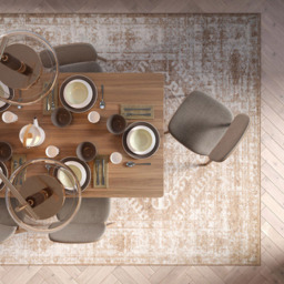 Kukoon Neutral and Beige Bordered Geometric Distressed Rug 150 x 80cm - n/a - Wilko - thumbnail 3