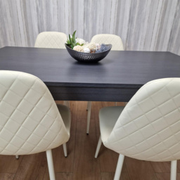 Kosy Koala 4 Seater Faux Leather Gem Pattern Dining Set Charcoal and Cream - Multi - Portland - Wilko - thumbnail 6