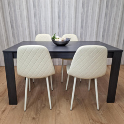 Kosy Koala 4 Seater Faux Leather Gem Pattern Dining Set Charcoal and Cream - Multi - Portland - Wilko - thumbnail 4