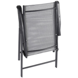 Living and Home Set of 2 Metal Frame Fabric Foldable Chair - Size: 95 x 59 x 66cm - Black - Wilko - thumbnail 4