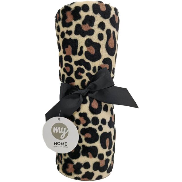 Leopard Print Fleece Throw - Multicolour - My - Wilko - image 1