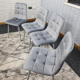 Denver Set of 4 Grey Velvet Dining Chairs - Wilko - thumbnail 5