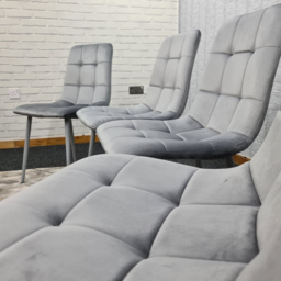 Denver Set of 4 Grey Velvet Dining Chairs - Wilko - thumbnail 6