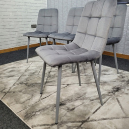 Denver Set of 4 Grey Velvet Dining Chairs - Wilko - thumbnail 4