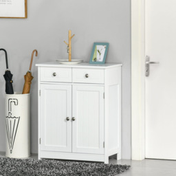 Kleankin  2 Door 2 Drawer White Floor Cabinet - Size: 60 x 30 x 75cm - Wilko - thumbnail 4