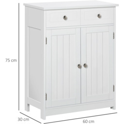 Kleankin  2 Door 2 Drawer White Floor Cabinet - Size: 60 x 30 x 75cm - Wilko - thumbnail 7