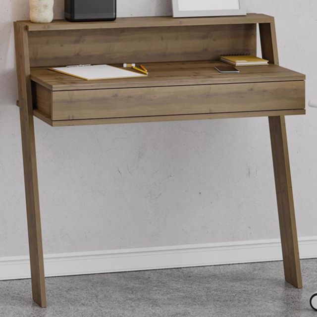 FWStyle Cowork Single Drawer Single Shelf Dark Oak Wall Mounted Desk - Size: 91 x 94 x 50cm - Brown - Wilko - image 1