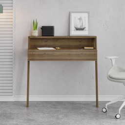 FWStyle Cowork Single Drawer Single Shelf Dark Oak Wall Mounted Desk - Size: 91 x 94 x 50cm - Brown - Wilko - thumbnail 4
