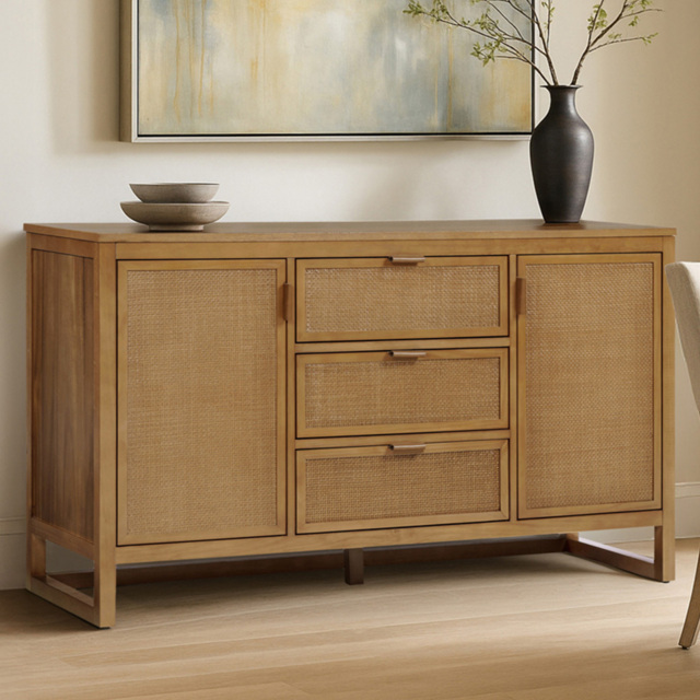 Teamson Home Hatteras 2 Door 3 Drawer Natural Sideboard - Size: 81.28 x 139.7 x 45.72cm - Wilko - image 1