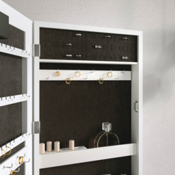CARME Home Katie LED White Mirrored Jewellery Cabinet - Size: 16 x 73 x 43cm - Wilko - thumbnail 5