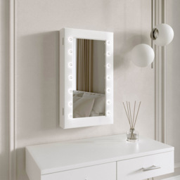 CARME Home Katie LED White Mirrored Jewellery Cabinet - Size: 16 x 73 x 43cm - Wilko - thumbnail 3