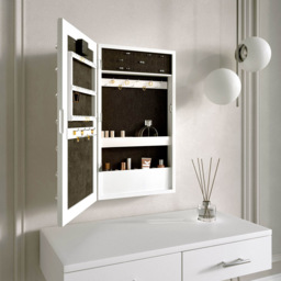 CARME Home Katie LED White Mirrored Jewellery Cabinet - Size: 16 x 73 x 43cm - Wilko - thumbnail 4