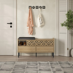 Decortie Heaton 3 Door Single Shelf Oak Modern Shoe Storage Bench - Size: 56.5 x 111 x 37cm - Brown - Wilko - thumbnail 6