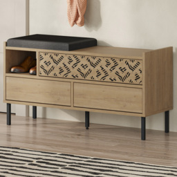 Decortie Heaton 3 Door Single Shelf Oak Modern Shoe Storage Bench - Size: 56.5 x 111 x 37cm - Brown - Wilko - thumbnail 1