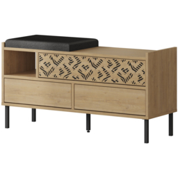 Decortie Heaton 3 Door Single Shelf Oak Modern Shoe Storage Bench - Size: 56.5 x 111 x 37cm - Brown - Wilko - thumbnail 3