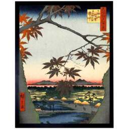Wee Blue Coo Japanese Woodblock Maple Tree Mountains Painting Framed Wall Art Print 30 x 41cm - Size: 43.3 x 33.3 x 1.5cm - Multi - Wilko - thumbnail 1