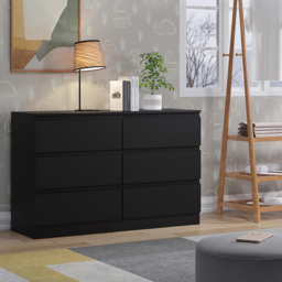 FWStyle Carlton 6 Drawer Matt Black Chest of Drawers - Wilko - thumbnail 5