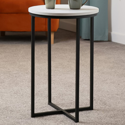Seconique Dallas Marble and Black Side Table - Size: 40 x 40 x 61cm - Wilko