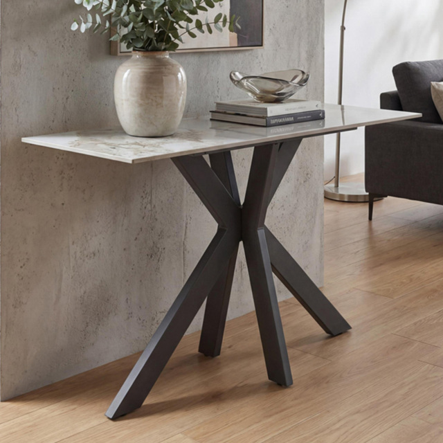 wilko Palermo White Marble Ceramic Console Table - Size: 75 x 120 x 45cm - Shankar - image 1