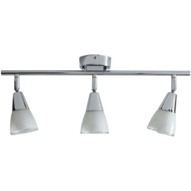 Kliving Dione 3 Light White Glass Shade Chrome Ceiling Light with Adjustable Heads - Size: 19 x 48 x 48cm - Silver - Wilko - image 1